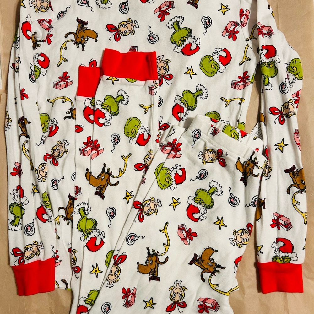 Carter's White Pajama Set with Red and Green Holiday Print